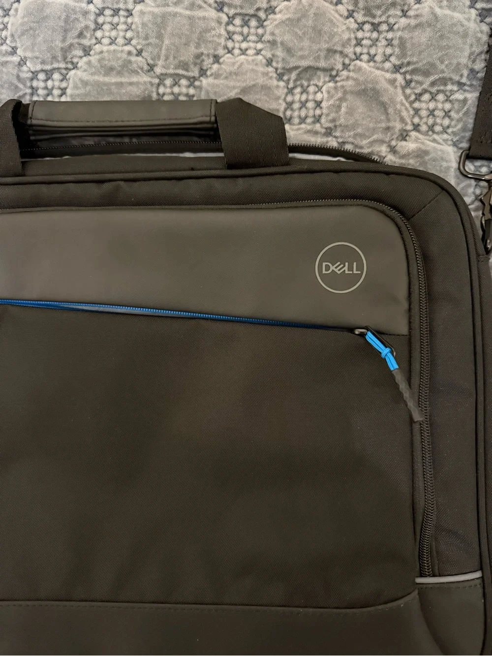 Dell Black Laptop Briefcase with Blue Zip Accent